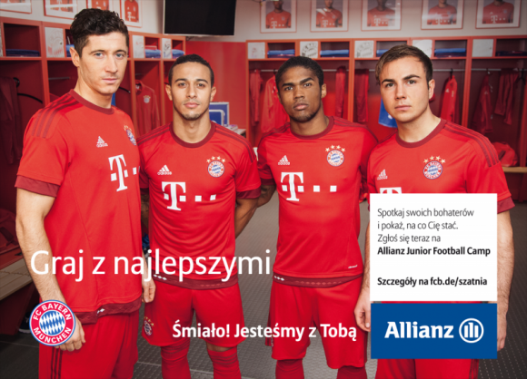 Allianz zaprasza młodzież na spotkanie z piłkarzami FC Bayern Monachium Sport, BIZNES - Poznanie największych sław piłkarskich z FC Bayern Monachium to niewątpliwa atrakcja dla wielu fanów futbolu – zarówno dla tych, którzy stawiają swoje pierwsze kroki na murawie, jak i bardziej doświadczonych młodych piłkarzy.
