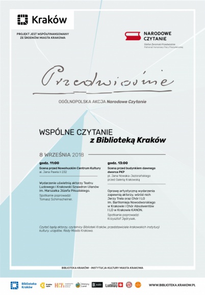 Wspólne czytanie z Biblioteką Kraków przed Galerią Krakowską Książka, LIFESTYLE - 8 września o godzinie 13:00 na scenie przed Galerią Krakowską odbędzie się tegoroczna edycja Narodowego Czytania.
