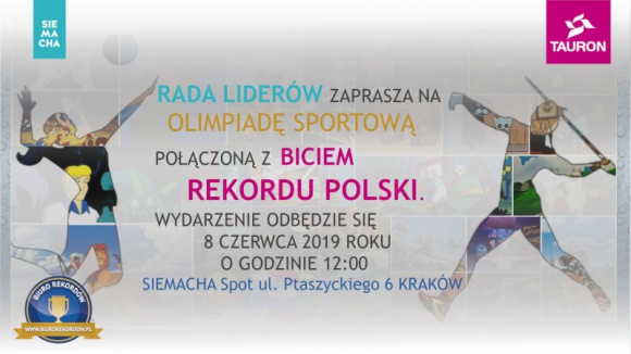 SIEMACHA będzie bić w Krakowie Rekord Polski na największą mozaikę z jabłek Sztuka, LIFESTYLE - To będzie rekordowa pod każdym względem Olimpiada Sportowa, która odbędzie się już 8 czerwca 2019 roku w Krakowie.