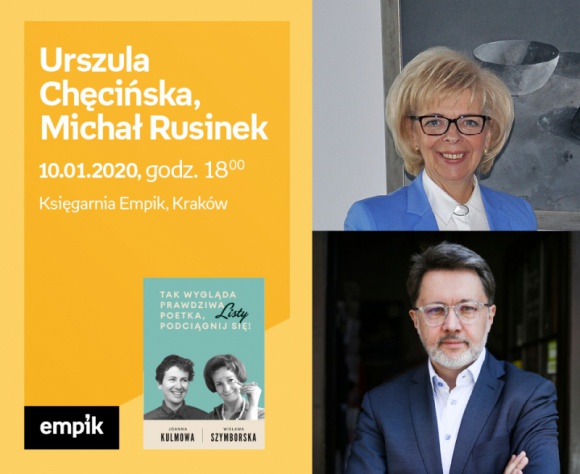 Urszula Chęcińska, Michał Rusinek | Księgarnia Empik Książka, LIFESTYLE - Spotkanie wokół książki „Tak wygląda prawdziwa poetka, podciągnij się! Listy”.